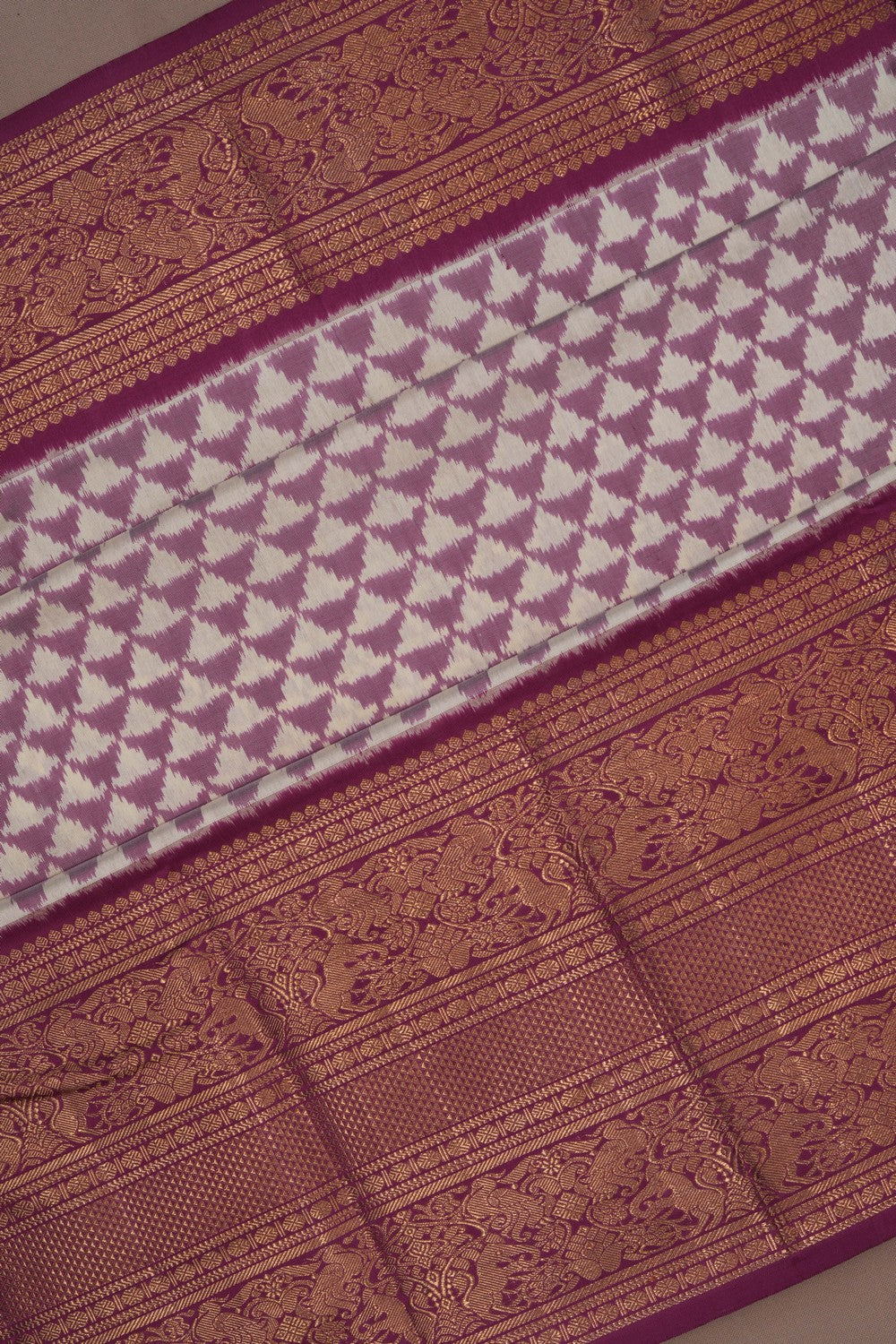 Image of Pochampally Ikat Silk Purple Saree